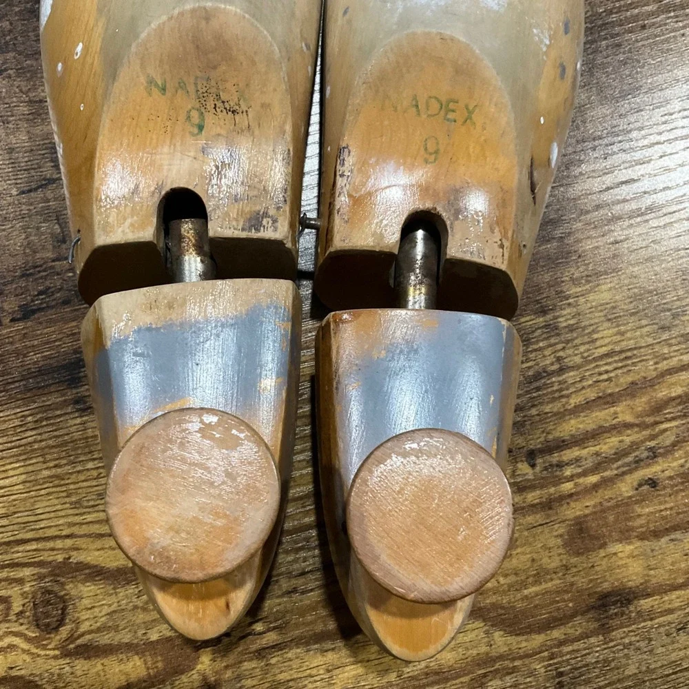 Vintage Nadex Wood‎ Shoe Trees Size 9 Adjustable Split Toe Shoe Shapers Vented